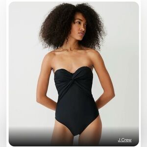 J. CREW Twist Front Bandeau One Piece Swimsuit Black NWT size 8